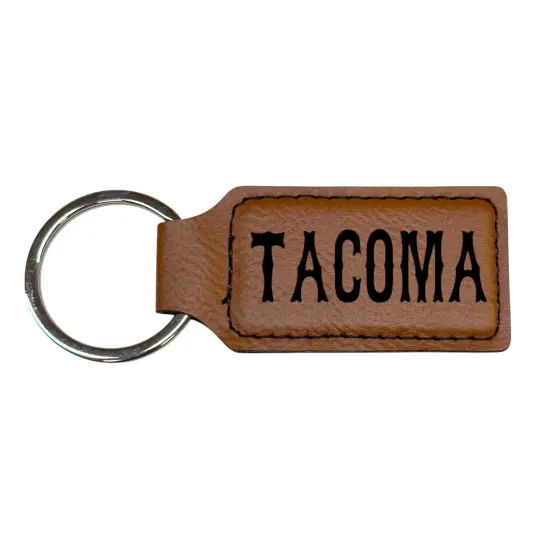Keychain - Rectangle - Tacoma - Leather Rustic/Gold {4}