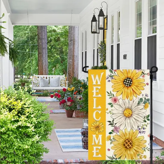 Summer Daisy Sunflower Garden Flag 12x18 Inch Double Sided Welcome Floral Outdoor Seasonal Small Yard Flags for Outside Spring Porch Decorations {5}