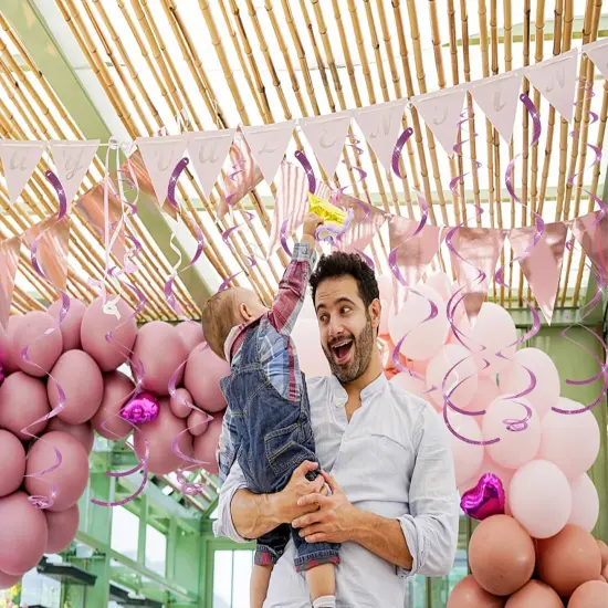 30 pcs Pink Hanging Swirls Decorations Swirl Party Decorations Plastic Party Streamer for Ceiling {3}