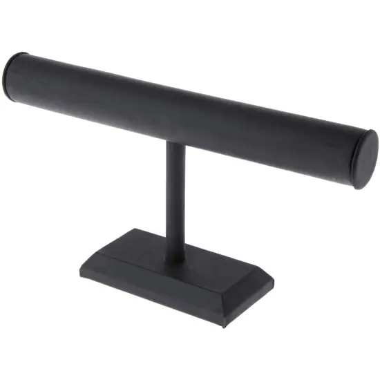 Plymor Black Faux Leather T-Bar Bracelet Display Stand, 12" W x 6.75" H {1}