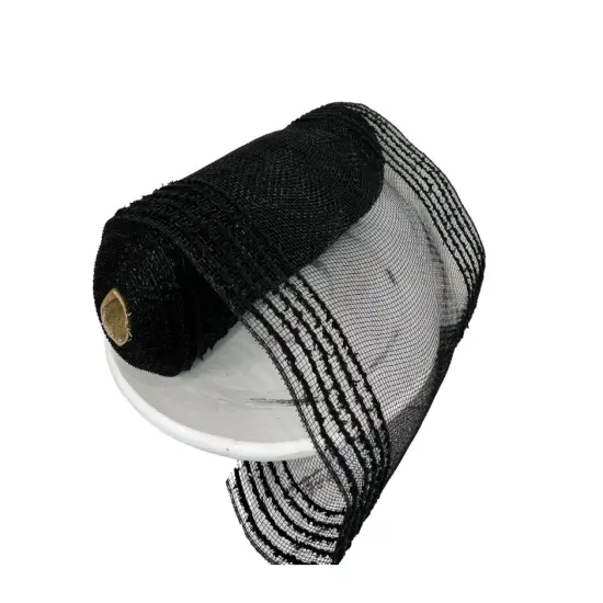 RY811402-10.25" x 10yd Black Border Stripe Mesh {2}