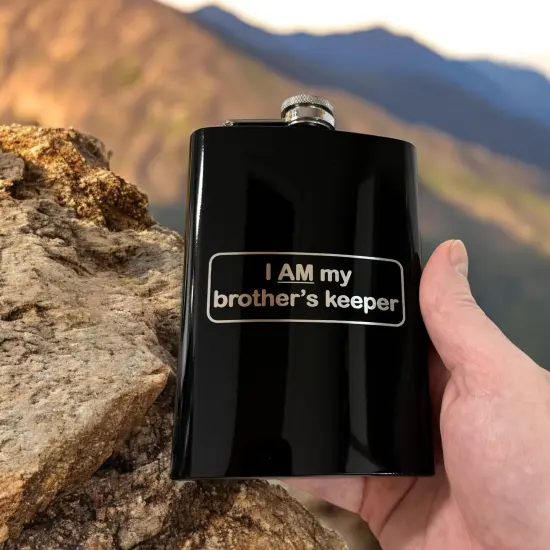 8oz BLACK I AM my brother's Keeper Flask {5}