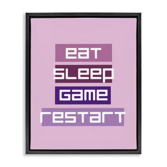 Stupell Industries Eat Sleep Game Restart Floating Frame Design by Yass Naffas Designs {1}