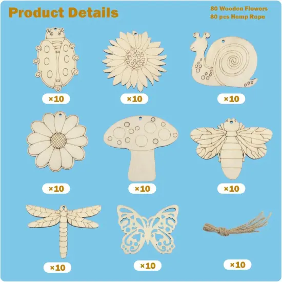 80 PCS Unfinished Wooden Cutouts {2}