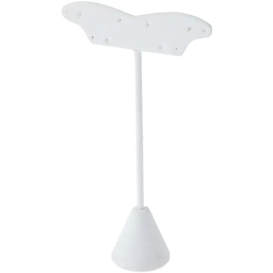 Plymor White Faux Leather Fish Tail Style, Five Pair Earring Display Stand, 3.125" W x 1.25" D x 5.5" H {1}