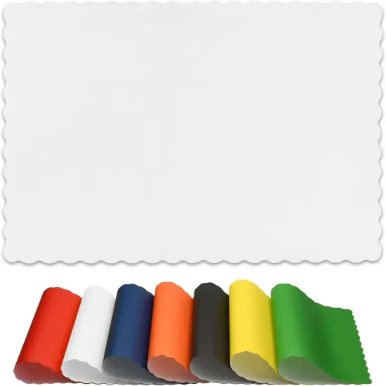 Paper Placemats for Dining Table &ndash; Disposable Scalloped Edges Blank Table Mats Great for Parties and Christmas Table Decorations 10"x14" 50 Pack (White) {2}