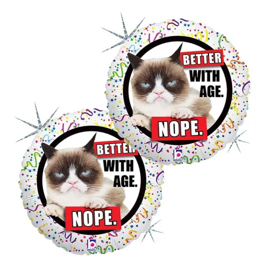 Grumpy Cat Better With Age Nope Foil Balloon Round 18" {2}