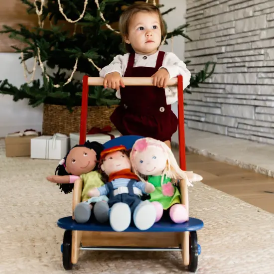 HABA Walker Wagon - Wooden Baby Push Walker, Sit to Stand Walker for Baby Learning to Walk, Push Toys for Toddlers 1-3 with Seat & Storage, 10 Months+ Multicolor {5}