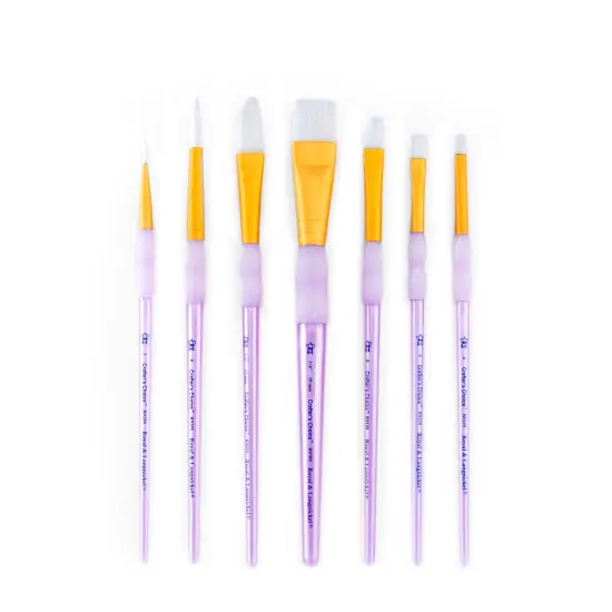 RCC 408 | Crafter's Choice&trade; 7pc White Taklon Variety Brush Set {6}