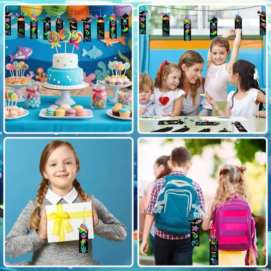 96Pcs Ocean Crafts, Magic Rainbow Scratch Art Ocean Animals Bookmarks Under The Sea Party Favors Games School Classroom Activities Summer {5}