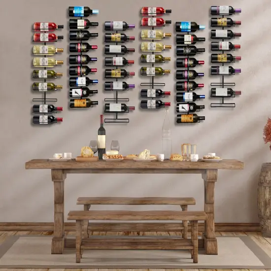 Sorbus Wall Mount Wine Rack - 18 Level Wine Rack Wall Mounted for Wine Bottles, Liquor, Champagne - Black Metal Wine Bottle Holder for Home Bar {2}