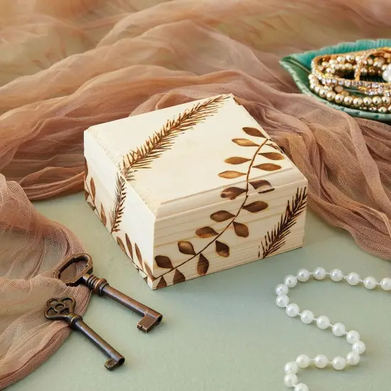 6 Pack Unfinished Wooden Boxes with Hinged Lids - Pinewood Magnetic Storage for Crafts & Jewelry - Unfinished Wood Box {2}