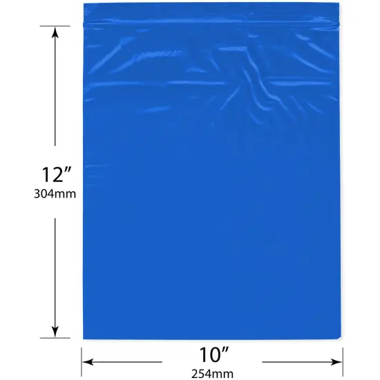 Plymor 10" x 12", Blue 2 Mil Zipper Reclosable Plastic Bags {3}
