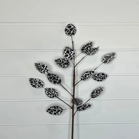 Elegant Frost: 32-Inch Snow Leopard Leaves Spray-(128705) {2}
