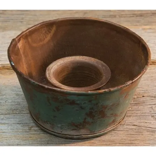 Rust Green Metal Taper Candle Holder and 3-Inch Diameter {1}