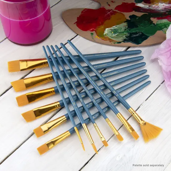 RSET-9307 | 12pc Golden Taklon Long Handle Variety Brush Set {5}