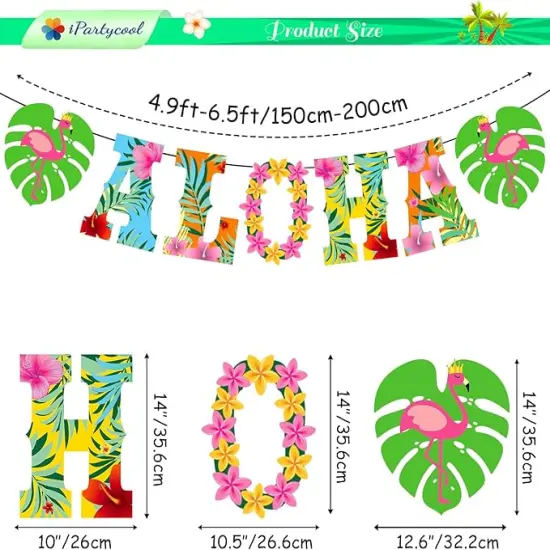 Hawaiian Aloha Party Decorations, Extrelarge Aloha Sign Banner Tropical Garland for Luau Party Decorations Hawaiian Party Supplies Tiki Summer Beach Pool Aloha Birthday Party Decor {3}