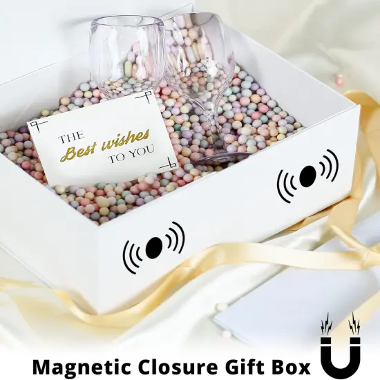 Luxury Large Gift Box 13.8"x9"x4.3" Storage Box Ribbon Magnetic Closure for Luxury Packaging Box for Mother's Day, Birthdays, Bridal Gifts,Weddings {4}