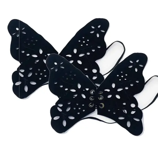 Black Butterfly Faux Suede Sew on Patch 5"x6" {1}