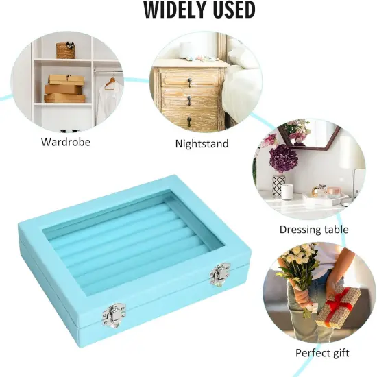 Rings Organizer Tray 7 Slots Velvet Jewelry Storage {4}