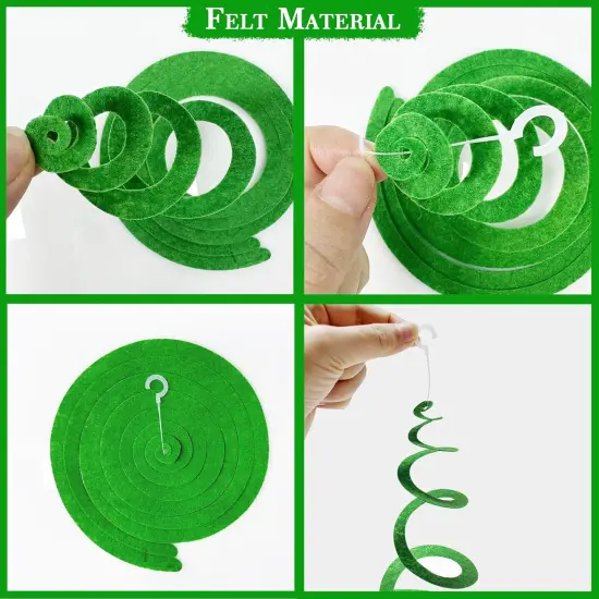36Pcs Green Hanging Swirl Decorations Ombre Green Felt Swirl Streamer Spiral Ceiling Garland for Spring Summer Birthday Wedding Baby Shower Graduation Christmas St Patrick's day Holiday Party Supplies {2}