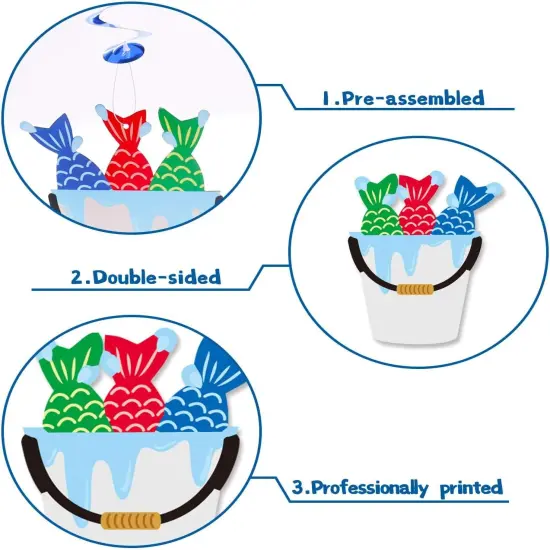 Gone Fishing Party Hanging Swirl Decorations Kit Little Fisherman The Big One Birthday Baby Shower Photo Props for Summer {4}