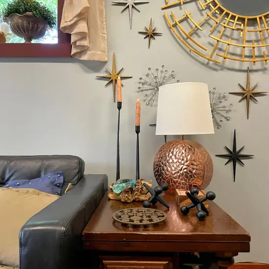 Cast Iron Circles & Squares Trivet – Bronze, 8" Mid Century Modern Accent {6}