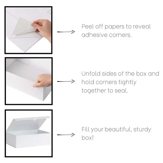 Purple Q Crafts White Hard Gift Box With Magnetic Closure Lid 14" x 9" x 4" Rectangle Favor Boxes With White Glossy Finish {3}