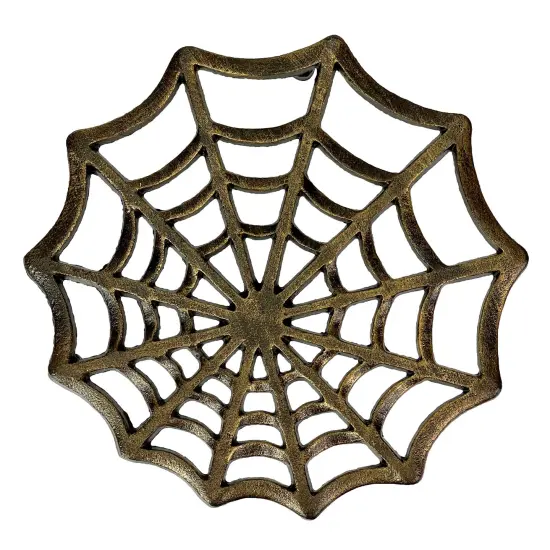 Cast Iron Spider Web Trivet 8" Bronze Gothic Decor, Kitchen Heat Resistant Mat {1}