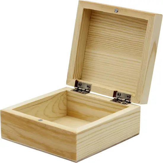 Unfinished Mini Wood Craft Box with Hinged Lid and Magnetic Closure, 3.5 Inch - Perfect for Arts, Crafts, and Personalized Gifts {1}