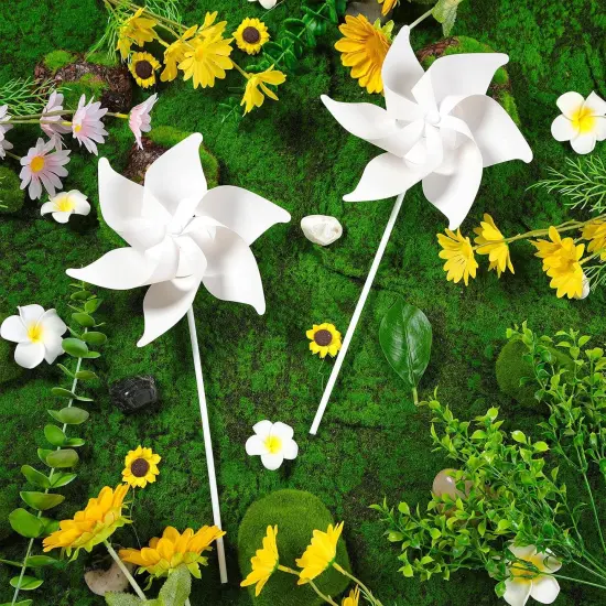 36 Pcs DIY Pinwheels Blank Paper Pinwheels for Kids Color Your Own Summer Crafts {4}