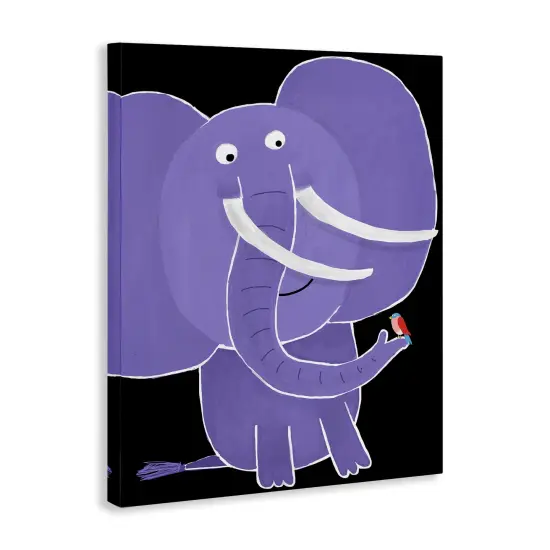 Stupell Industries Elephant & Bird on Black Canvas Design by Carla Daly {3}