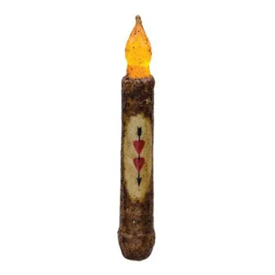 Heart Timer Taper Candle in Burnt Mustard &ndash; Battery Operated with Daily {1}