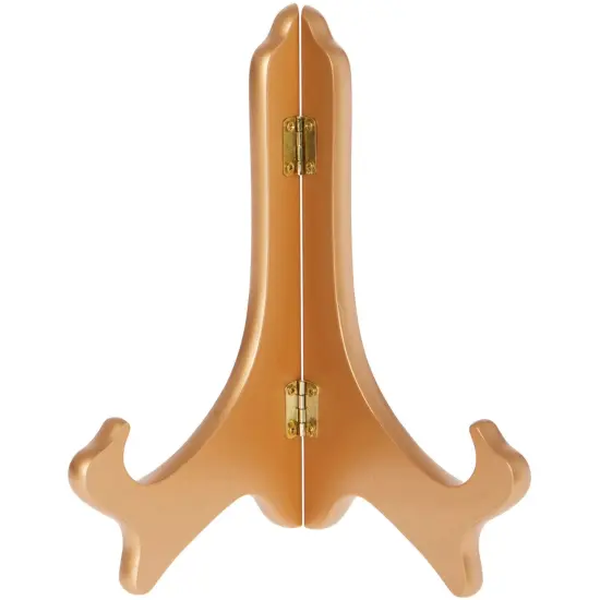 Bard's Hinged Gold-toned MDF Wood Plate Stand, 8" H x 7" W x 4.75" D (For 8" - 10" Plates) {1}