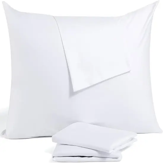 Bulk Pillow Cases Standard Size Set of 4 Pack Basic Pillowcases White Pillow Case Hypoallergenic Pillowcase Soft Envelope Closure Covers 20 x 26 Inches {1}