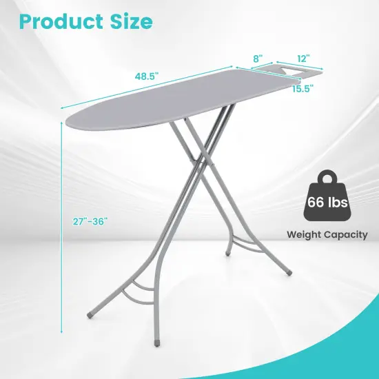 Foldable Ironing Board with Iron Rest and Adjustable Height Grey {5}