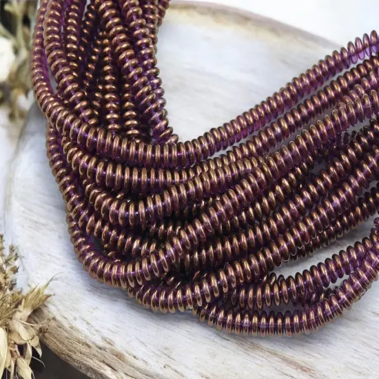 *100* 6mm Gold Lustered Crystal Alexandrite Smooth Rondelle Beads {2}