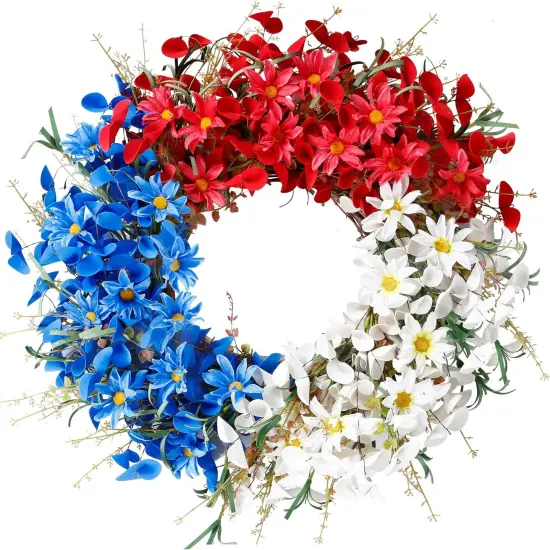 21Inch 4th of July Patriotic Day Wreath Artificial Floral Wreath {1}