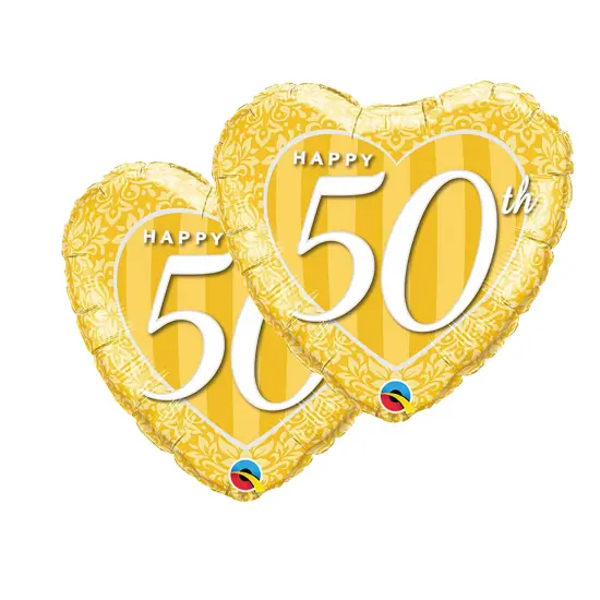 Happy 50th Damask Heart 18 Inch Foil Mylar Balloon {1}