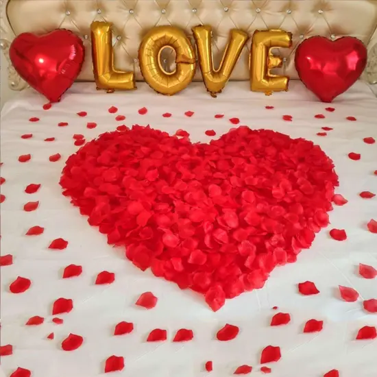 1000 PCS Red Rose Petals Valentines Decorations Fake Flower Rose Petals Artificial Rose Petals for Wedding Proposal Anniversary Love Romantic Night Decorations Decorations Supplies {5}