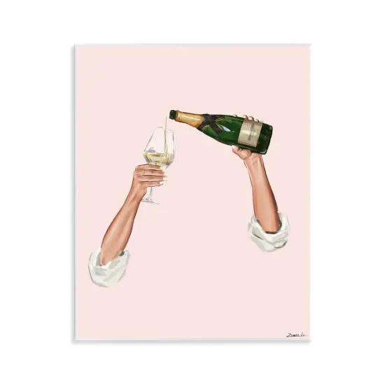 Stupell Industries Champagne Pour on Pink Wall Plaque Design by Ziwei Li {1}