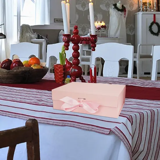 Gift Box with Lid for Presents, In with Ribbon and Magnetic Closure, Great for Christmas, New Year, Wedding, Birthdays, Groomsman, Presents Display and Packging, Pink {3}