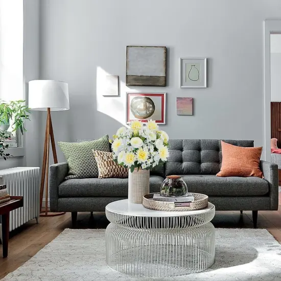 Summer Silk Hydrangea Artificial Flowers &ndash; 2 Bundles of White Faux Peonies & Daisy Flowers, Fake Outdoor Grave Flowers for Garden Decor, Wedding Centerpieces, Tabletop Decor, Home Vase Arrangements, Cemetery Decor {3}