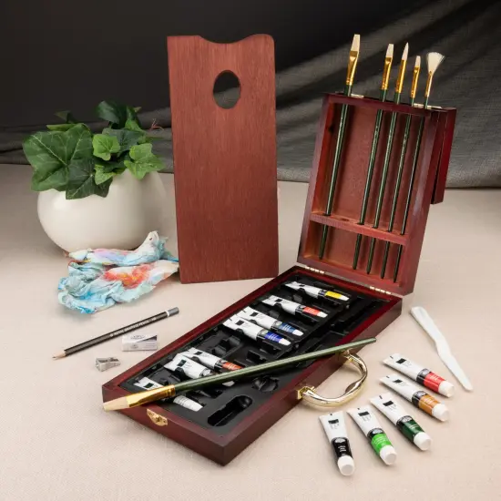 RSET-OIL2020 | Essentials&trade; 24pc Oil Painting Long Handle Travel Art Set {4}