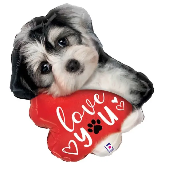 Love You Puppy Foil Balloon Unique Shape 24" {5}