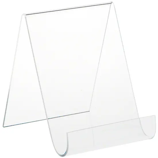 Plymor Clear Acrylic Flat Back Display Easel with Rounded Front, 6.5" H x 5.5" W x 6.5" D {2}