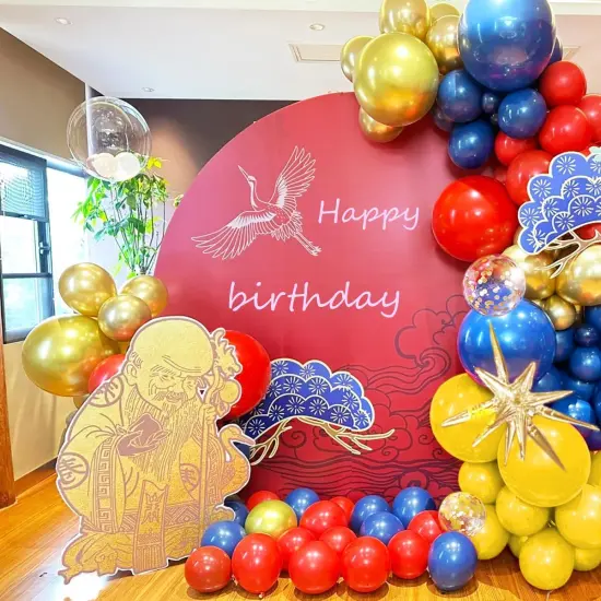 Blue Yellow Red and Gold Balloon Arch Kit, 156Pcs Latex Baloons Garland with 4D Star Balloons {5}