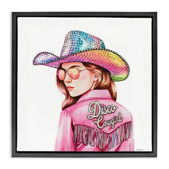 Stupell Industries Pink Disco Cowgirl Floating Frame Design by Amanda Greenwood {1}