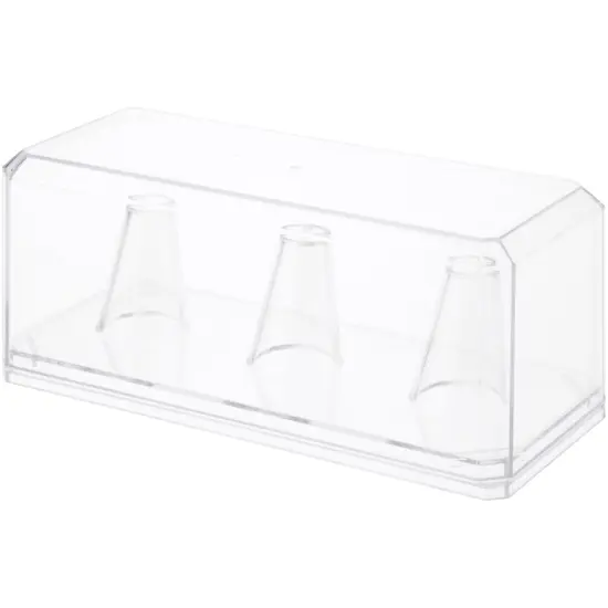 Pioneer Plastics Clear Plastic 3 Replica Ring Display Case with Base (UV Resistant), 6.125" W x 2.625" D x 2.25" H {1}