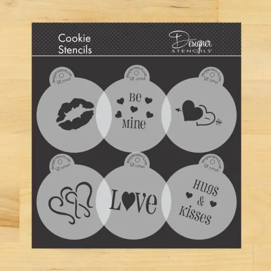 Valentine Cupcake and Cookie Stencils | C096 by Designer Stencils | Cookie Decorating Tools | Baking Stencils for Royal Icing, Airbrush, Dusting Powder | Reusable Plastic Food Grade Stencil for Cookies | Easy to Use & Clean Cookie Stencil {1}